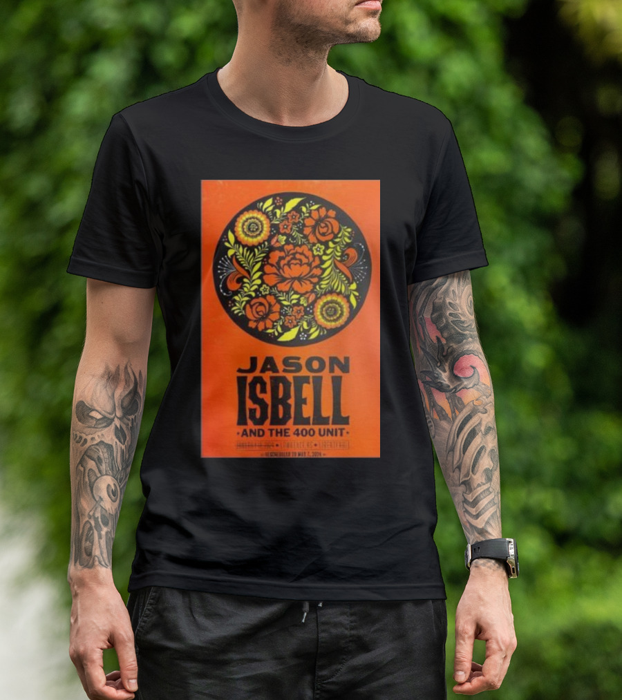 Jason Isbell And The 400 Unit May 7 2024 Liberty Hall Lawrence KS Floral Concert T-Shirt