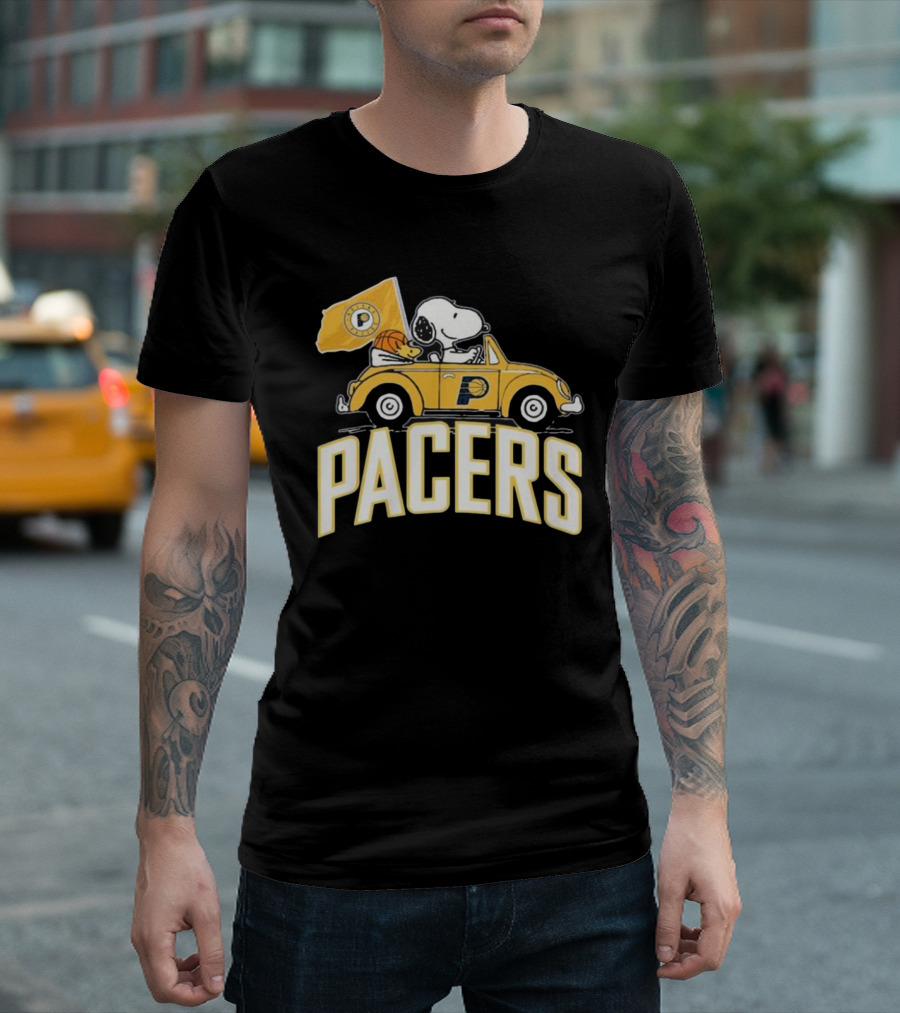 Indiana Pacers Snoopy Fan Forever Basketball Team Car Flag T-Shirt