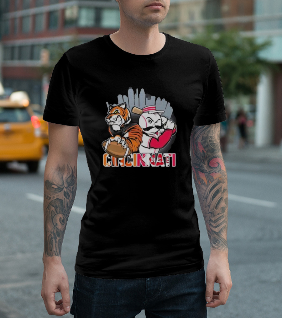 Cincinnati Reds Mr. Redlegs Cincinnati Bengals Tiger Mascot Fan Who Dey T-Shirt