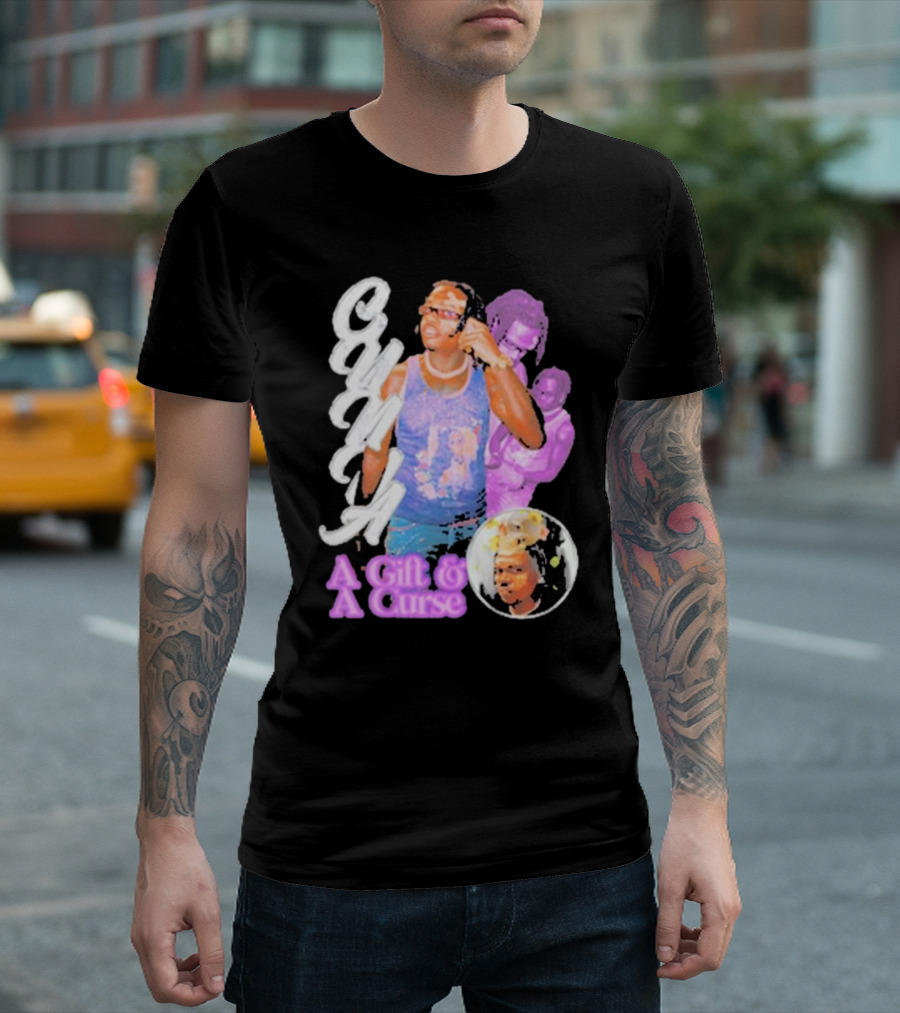 Wunna A Gift and A Curse Graphic Style Text and Portraits T-Shirt