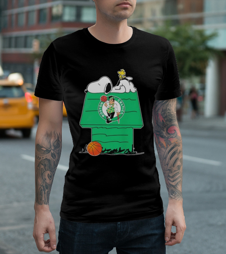 Peanuts Snoopy Woodstock Boston Celtics Basketball House T-Shirt