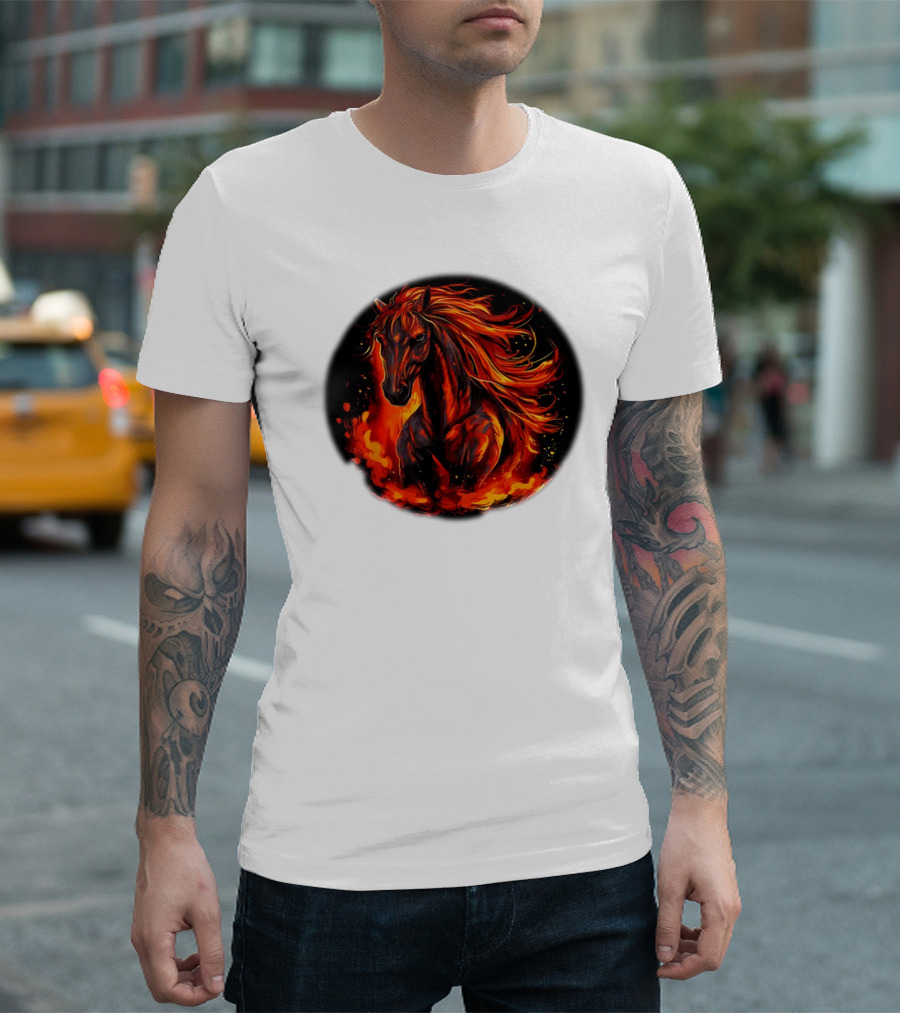 Fiery Horse with Flames for Funny Horse Lovers T-Shirt