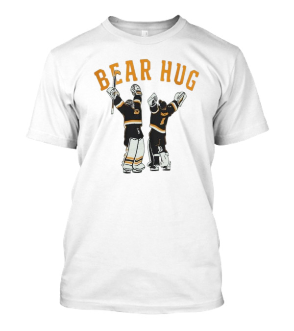 Bear Hug Boston Hockey Linus Ullmark Jeremy Swayman Bruins Goalie Hug Retro T-Shirt