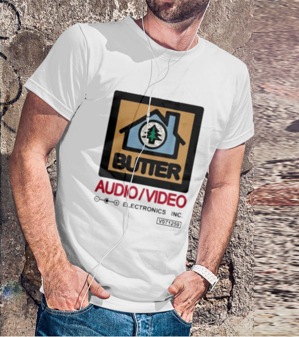 Tommyinnit Wearing Butter Audio Video Electronics Inc. House Symbol With Tree T-Shirt