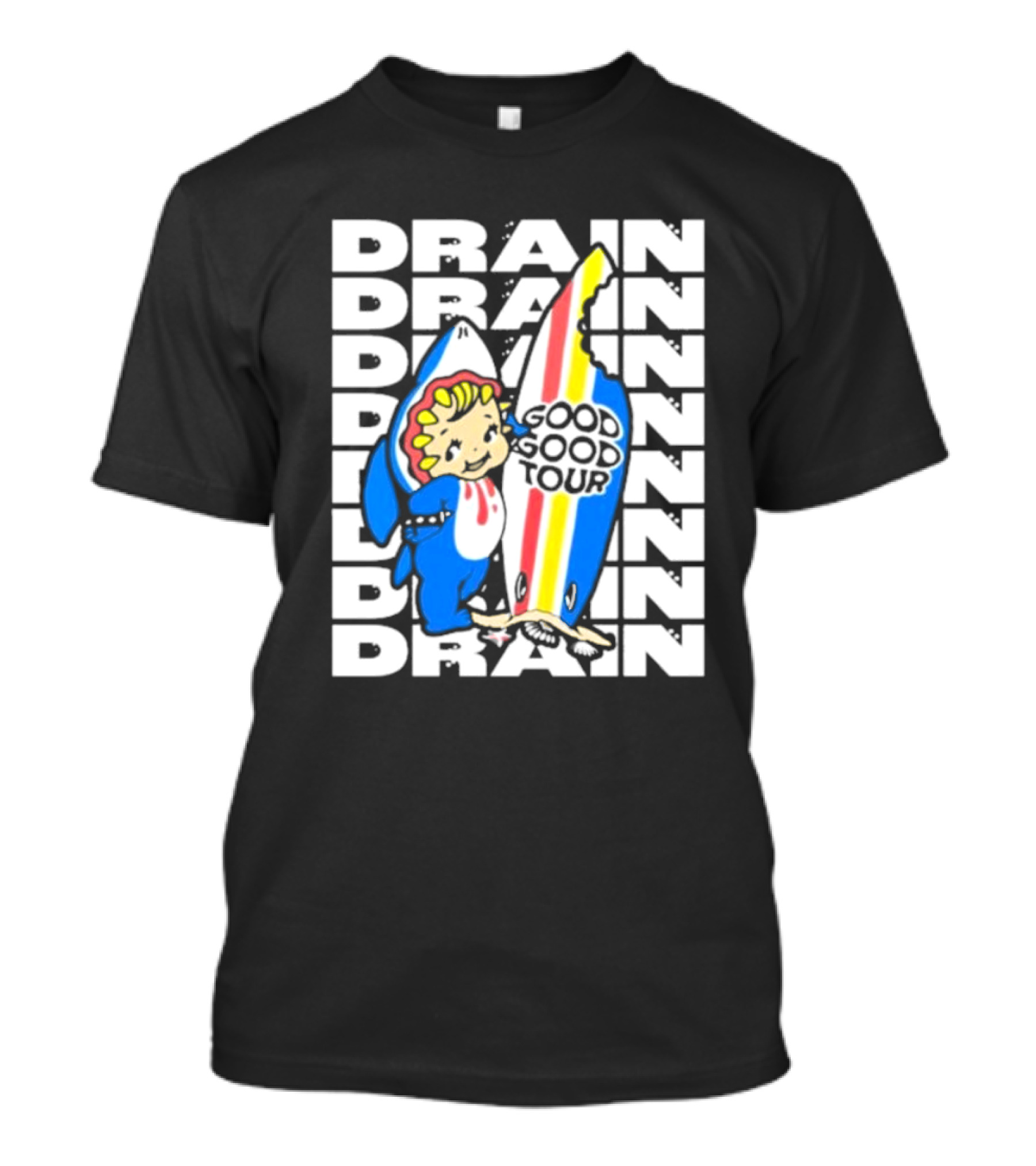 Drain Good Good Tour Rainbow Shark Surfboard Kid T-Shirt
