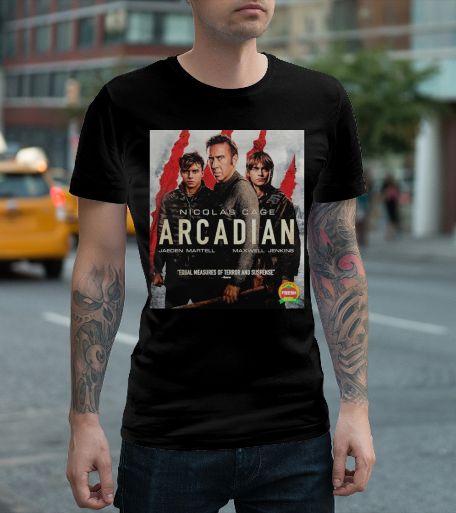 Nicolas Cage Arcadian Jaeden Martell Maxwell Jenkins Equal Measures Of Terror And Suspense Certified Fresh T-Shirt