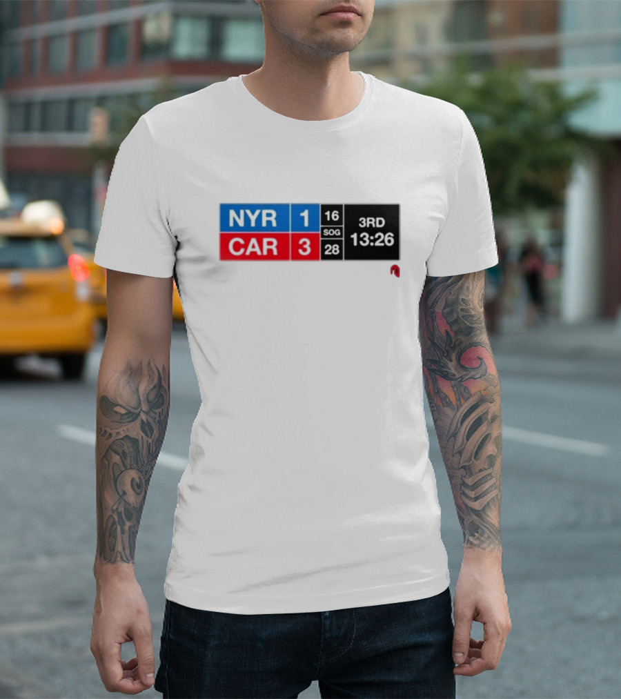 NYR 1 CAR 3 Scoreboard 3rd Period 13:26 SOG 16 28 T-Shirt
