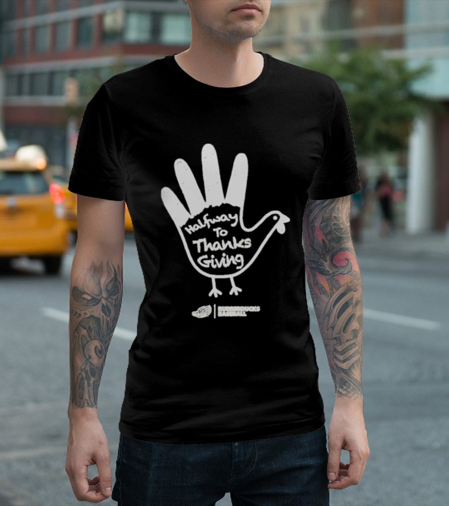 Rubberducks Halfway To Thanksgiving Hand Turkey T-Shirt
