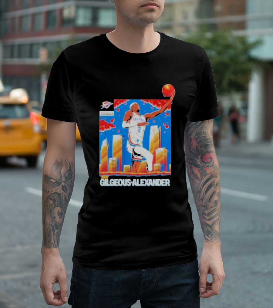 Thunder Basketball Hero Gilgeous-Alexander Skyline Dunk T-Shirt