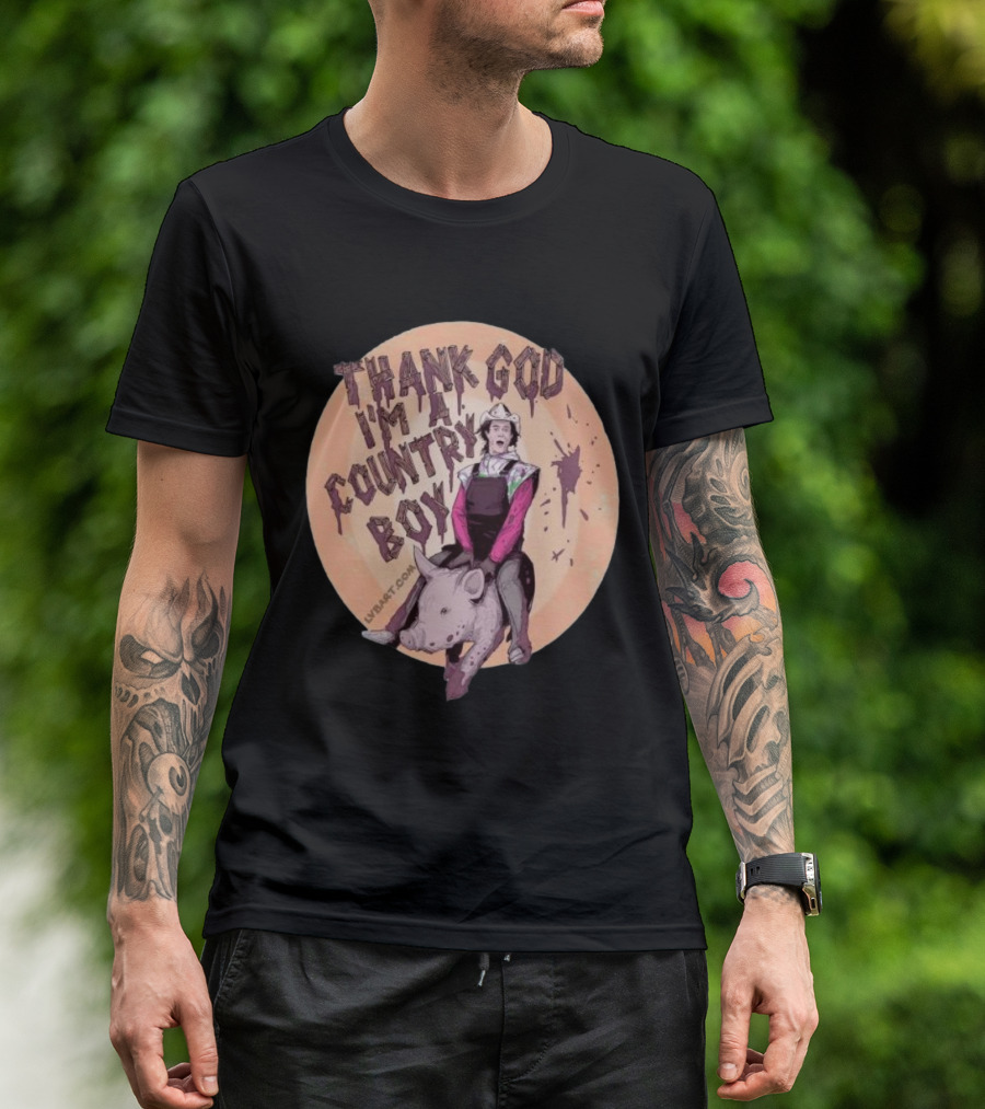 Thank God I'm A Country Boy Riding Pigman T-Shirt