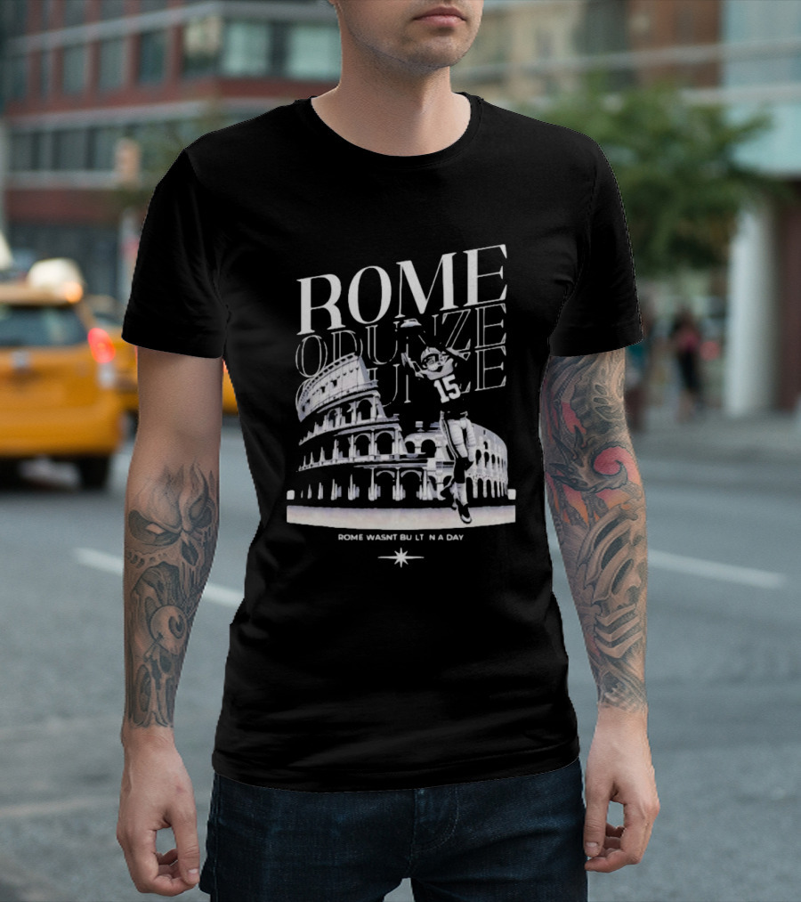 Rome Odunze Football Player Rome Wasn't Built in a Day Colosseum T-Shirt