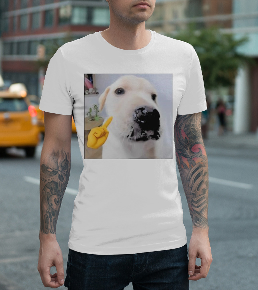 Mewing Cringe Cute Dog Meme Emoji Interaction T-Shirt