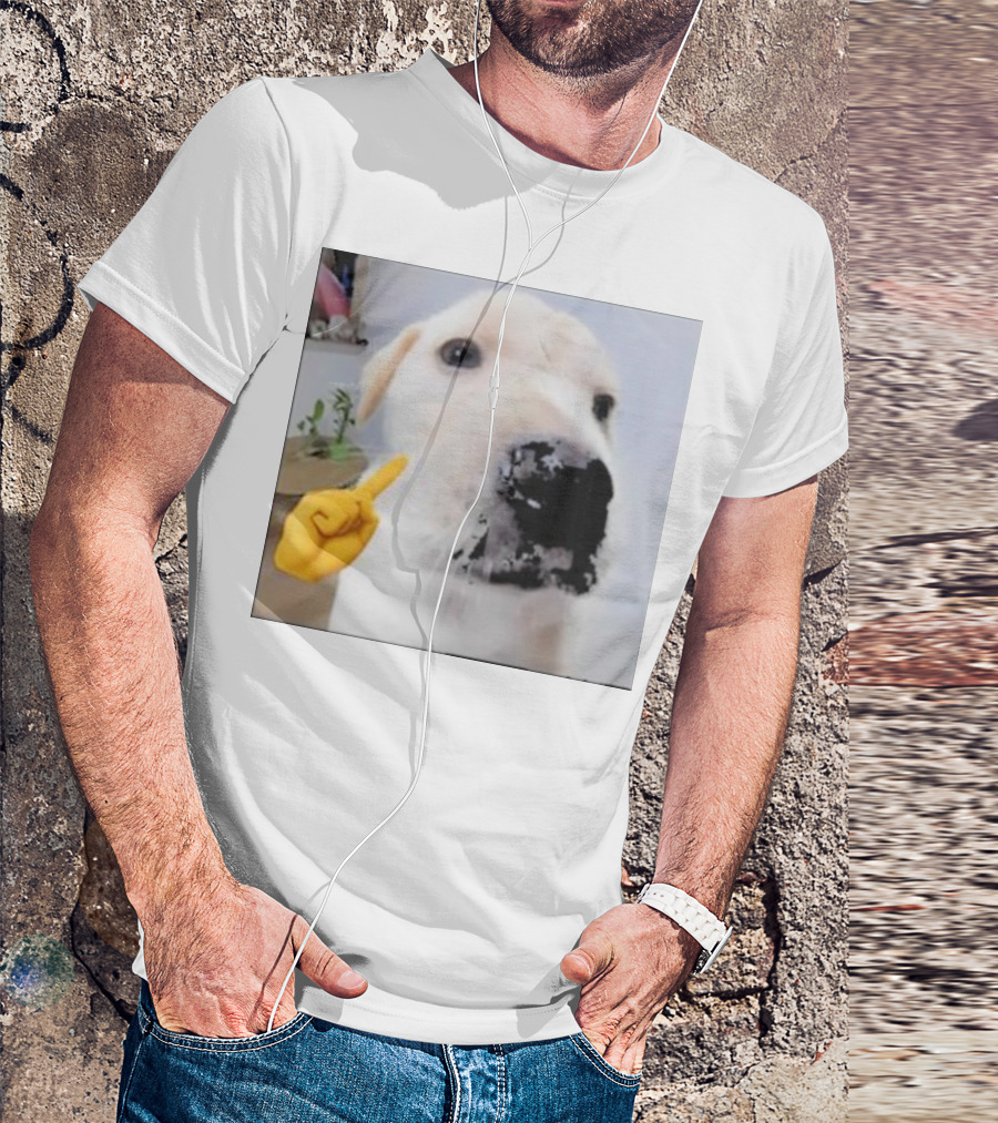 Mewing Cringe Cute Dog Meme Emoji Interaction T-Shirt
