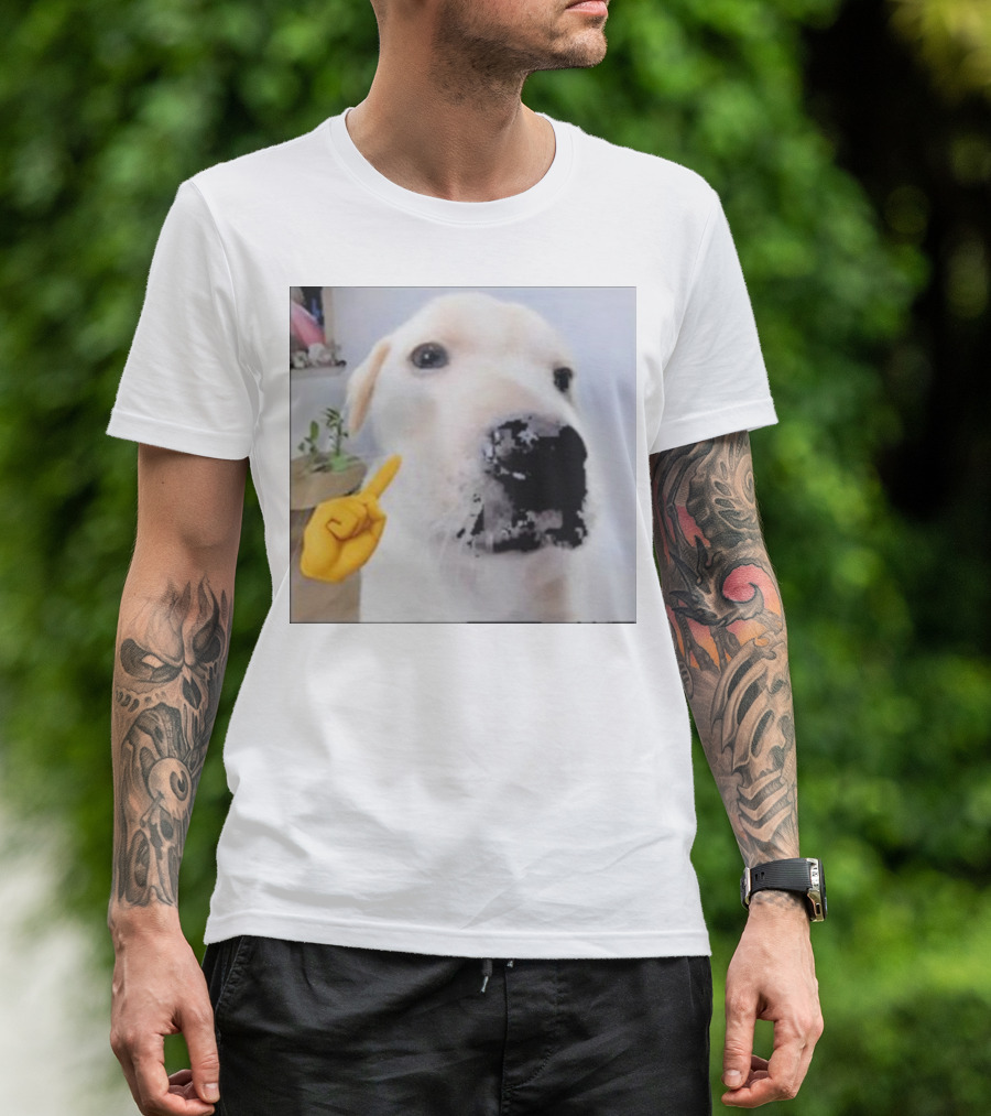 Mewing Cringe Cute Dog Meme Emoji Interaction T-Shirt