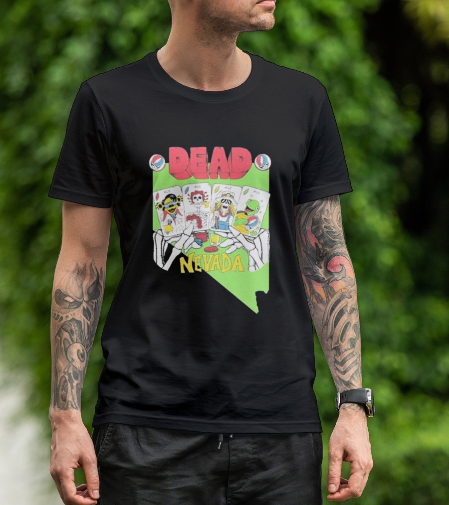 Dead Nevada United States Playing Cards Skeleton Hands T-Shirt