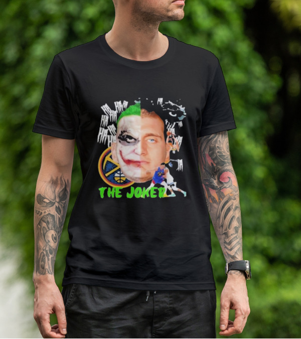 Nikola Jokic The Joker Face Featuring Denver Nuggets Basketball References T-Shirt