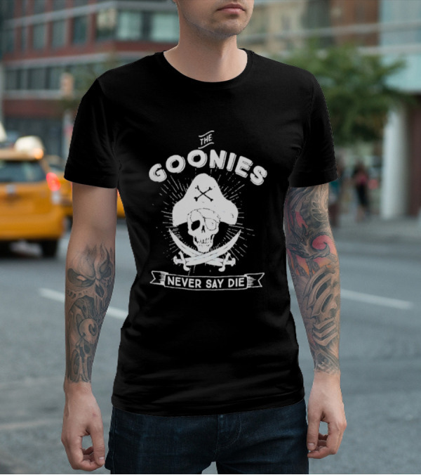 The Goonies Never Say Die Pirate Skull Crossed Swords T-Shirt