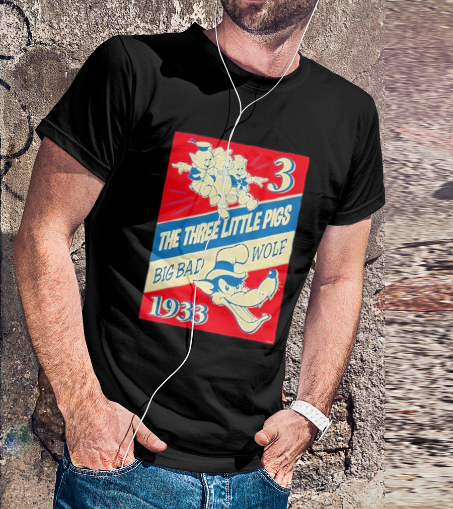 Three Little Pigs Big Bad Wolf Disney Cartoons 1933 T-Shirt
