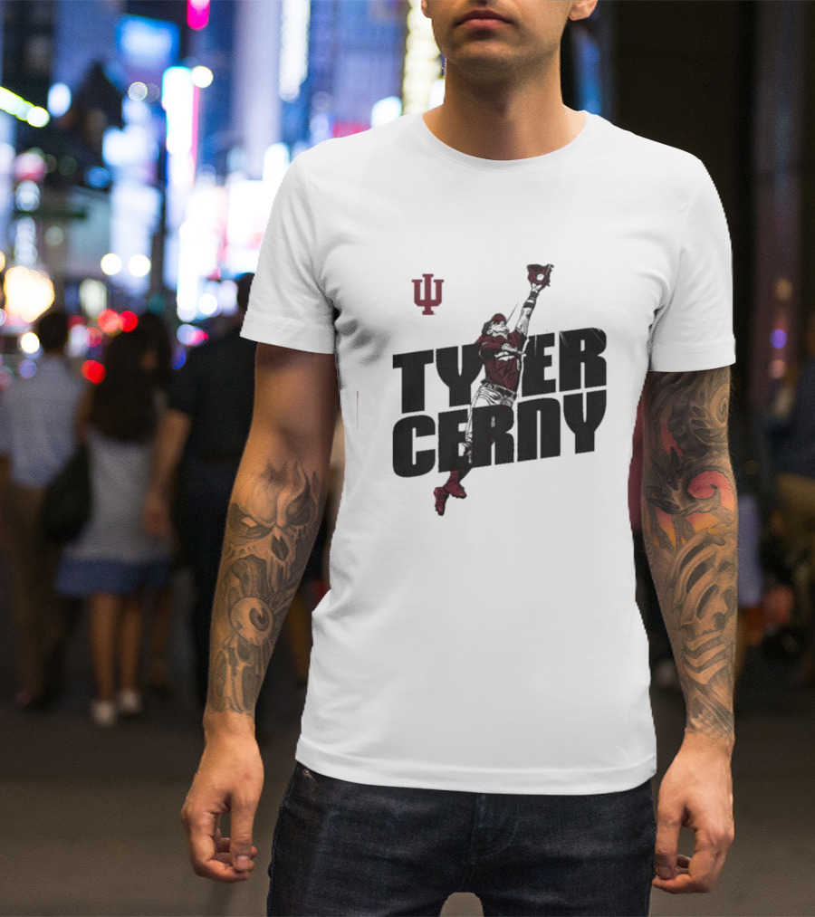 Tyler Cerny Baseball Indiana University Jumping Catch T-Shirt