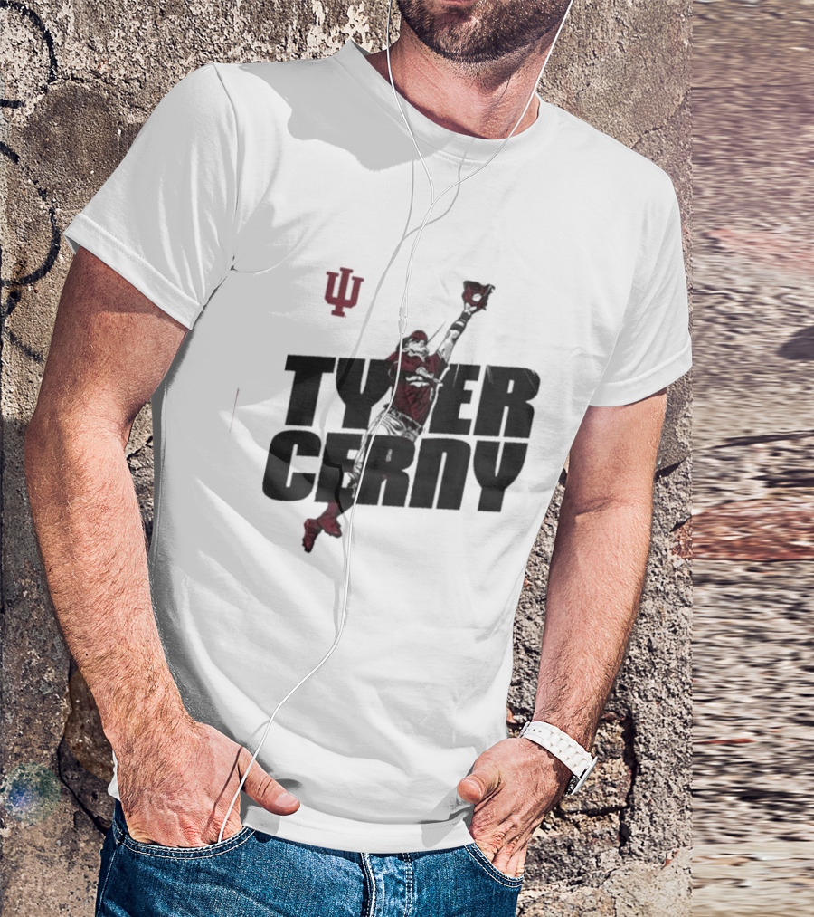 Tyler Cerny Baseball Indiana University Jumping Catch T-Shirt