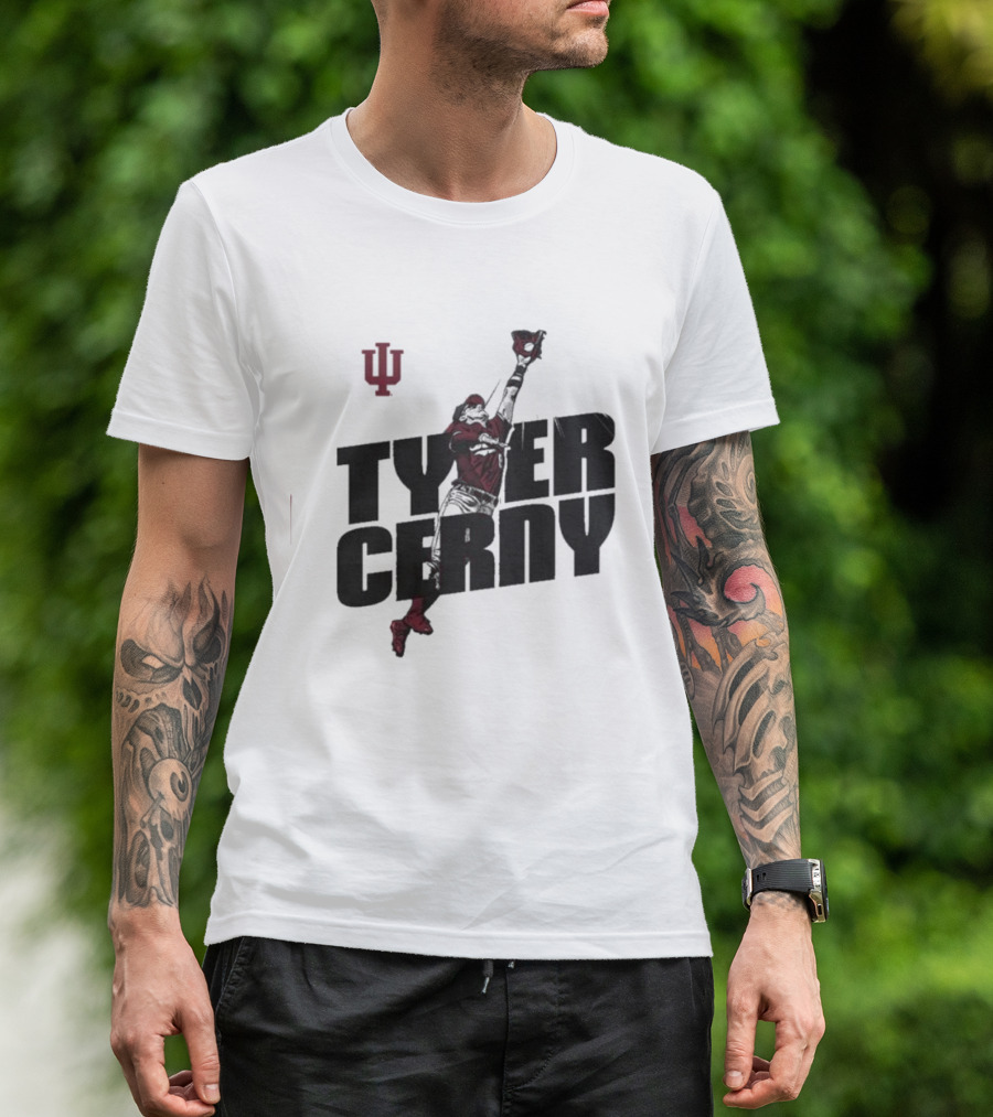 Tyler Cerny Baseball Indiana University Jumping Catch T-Shirt
