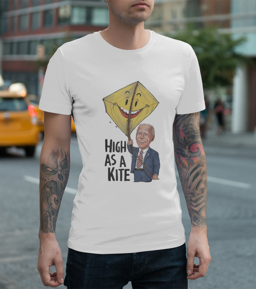 High As A Kite Joe Biden Holding Smiling Yellow Kite T-Shirt