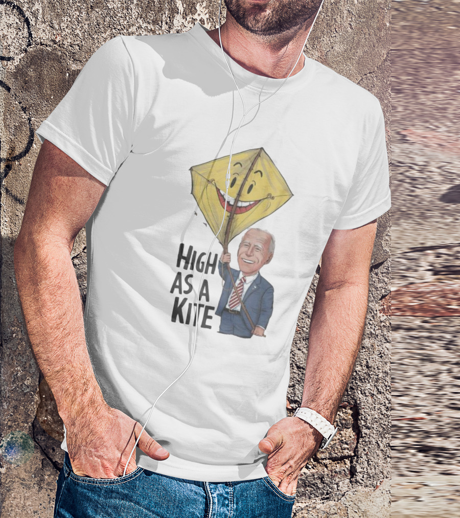 High As A Kite Joe Biden Holding Smiling Yellow Kite T-Shirt