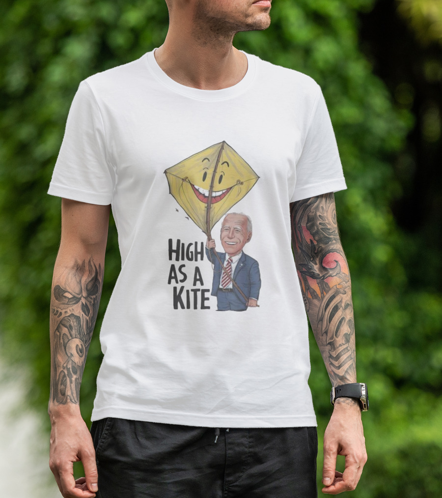 High As A Kite Joe Biden Holding Smiling Yellow Kite T-Shirt