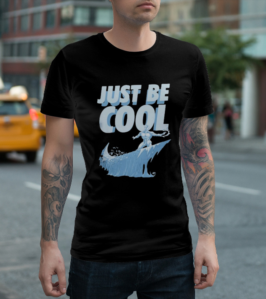 Just Be Cool Ice Man Surfing on Frozen Wave T-Shirt