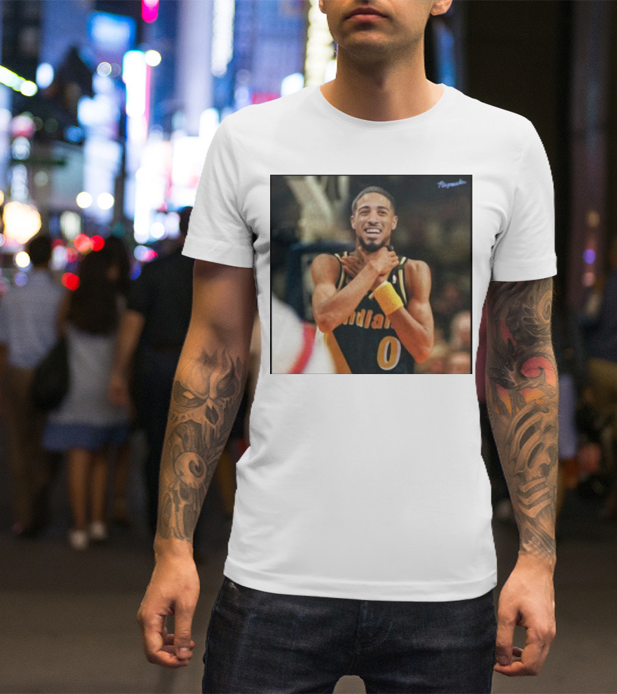 Tyrese Haliburton Indiana Choke Gesture Reggie Miller NBA T-Shirt