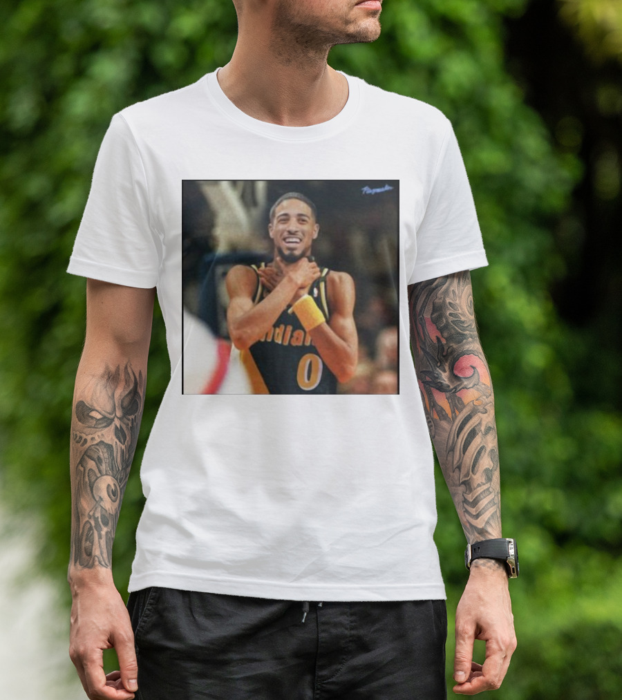 Tyrese Haliburton Indiana Choke Gesture Reggie Miller NBA T-Shirt
