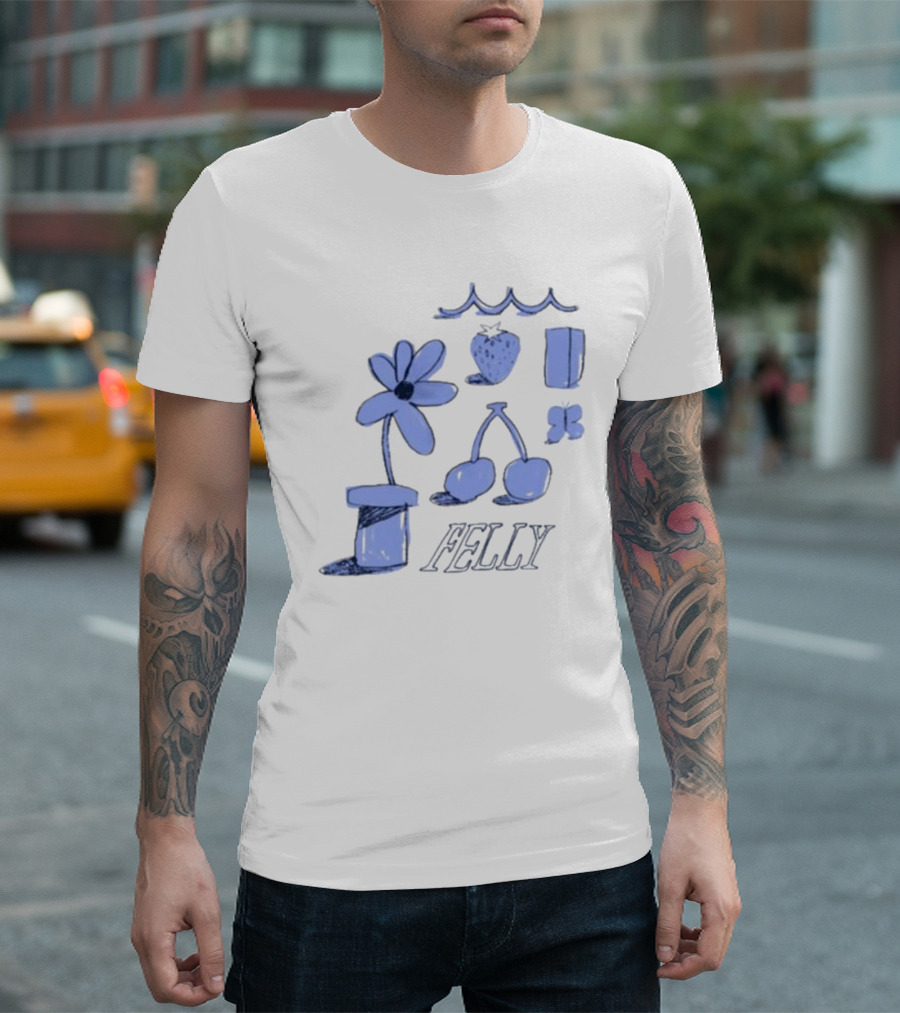 Felly Flower Heart Cherry Butterfly Wavy T-Shirt
