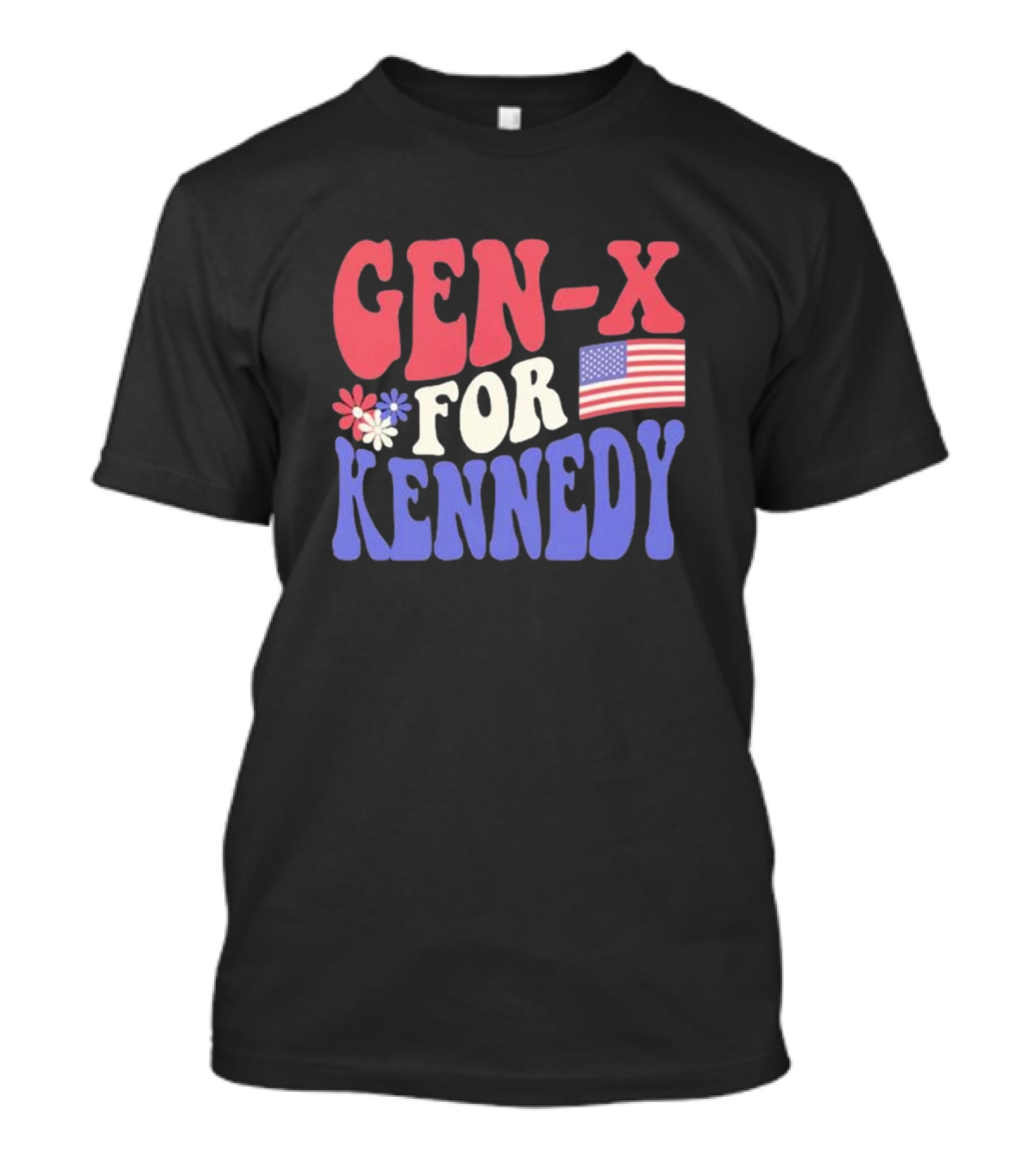 Gen-X For Kennedy American Flag Flower Power T-Shirt