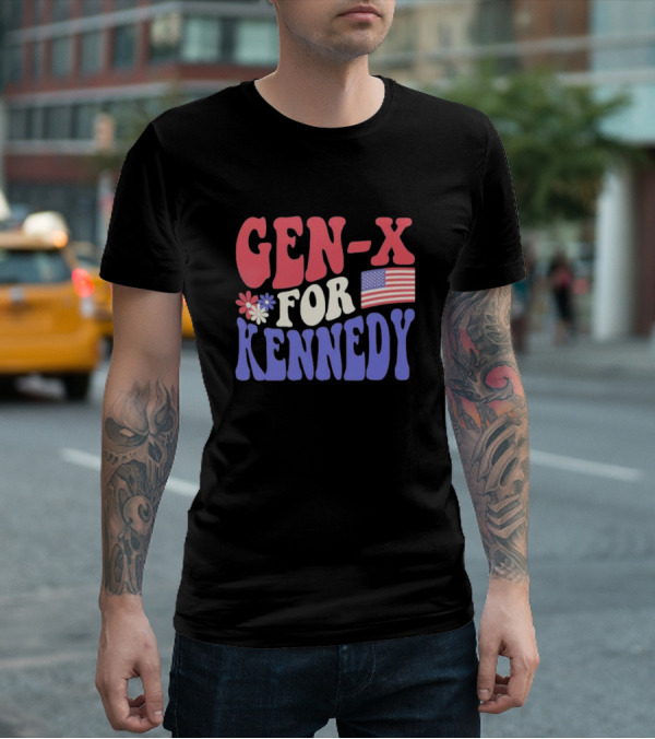 Gen-X For Kennedy American Flag Flower Power T-Shirt