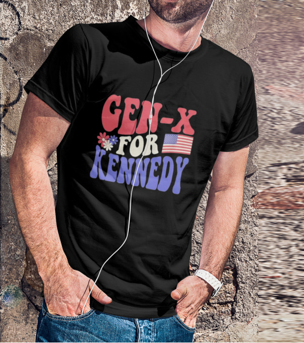 Gen-X For Kennedy American Flag Flower Power T-Shirt