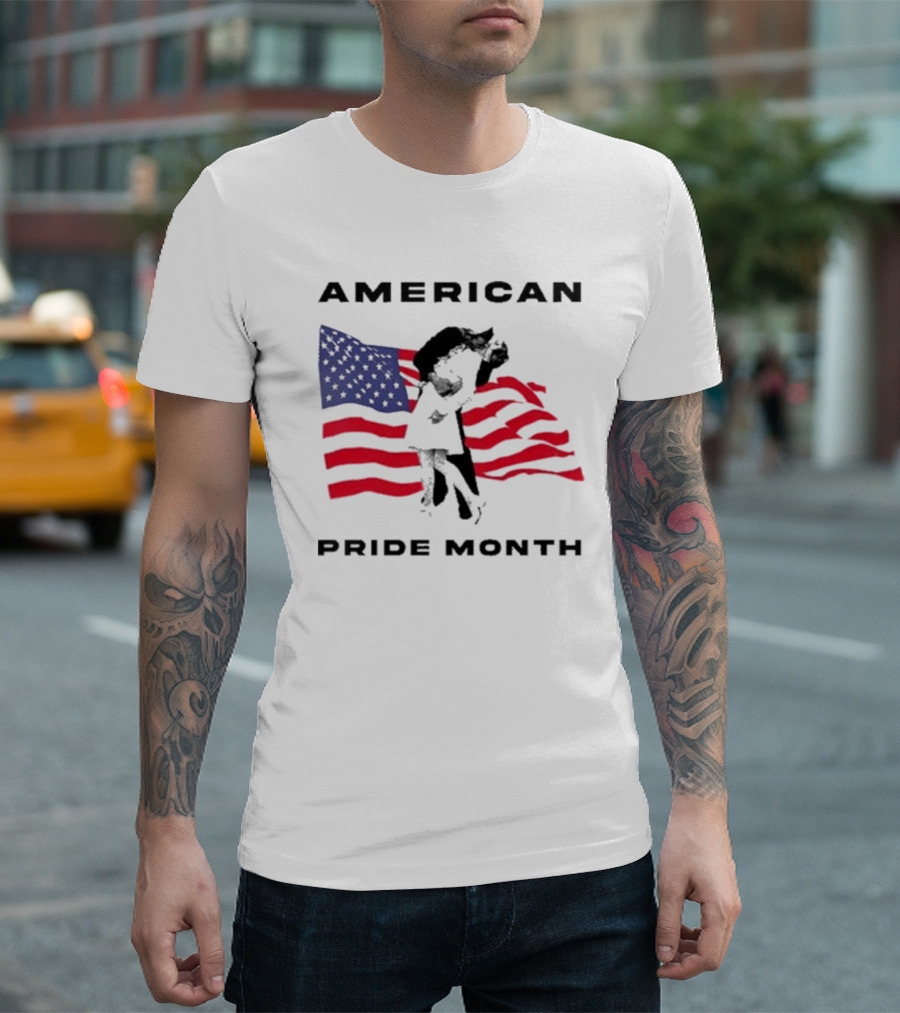 American Pride Month 2024 Iconic Flag Embrace T-Shirt