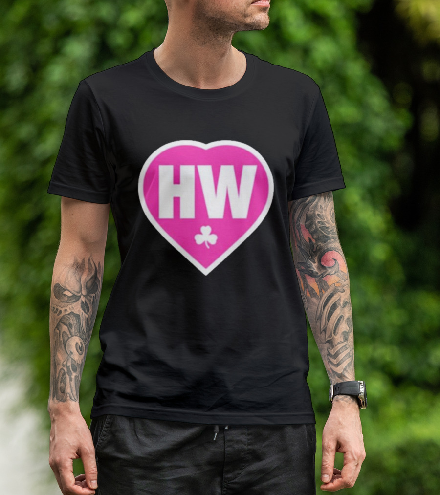 Celtics HW Heart With Pink Clover Move4Heather T-Shirt