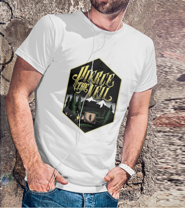 Pierce The Veil Mountain Tent Campfire Forest Scene T-Shirt