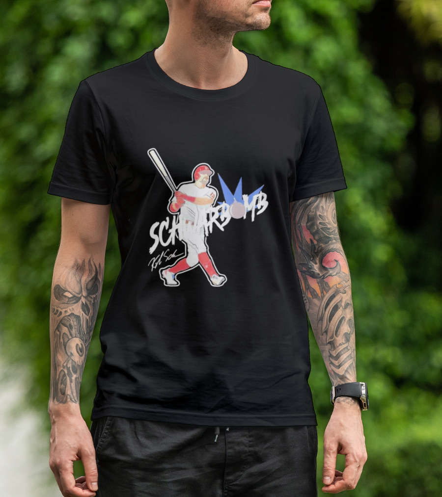 Schwarbomb Illustrated Baseball Swing With Signature Elements T-Shirt