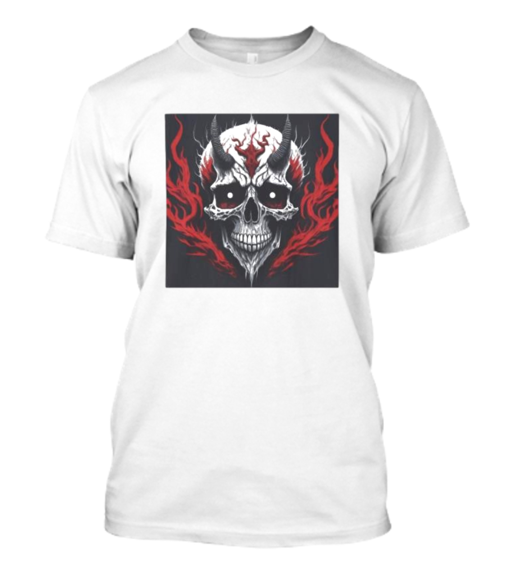 Trinity Of Darkness Skull Fiery Demonic Horns Flames T-Shirt
