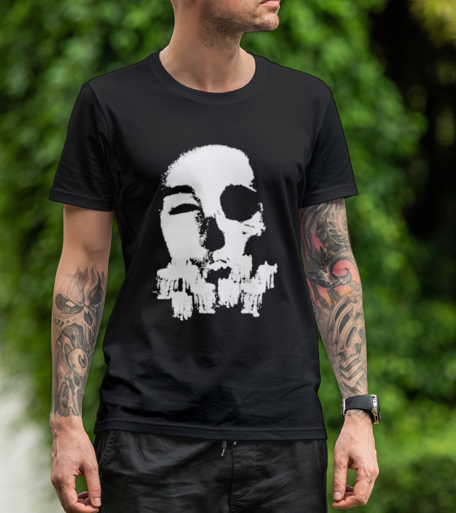 Turnabout Grayscale Face With Abstract Text T-Shirt