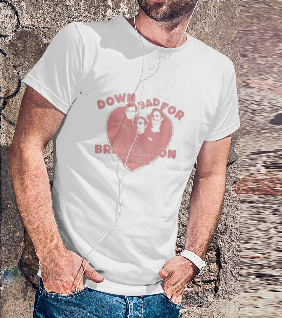 Down Bad For Bridgerton Men Heart Trio T-Shirt