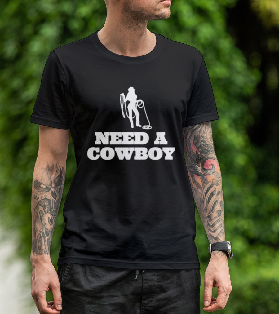 Ellesong Need A Cowboy Western Silhouette Rope T-Shirt