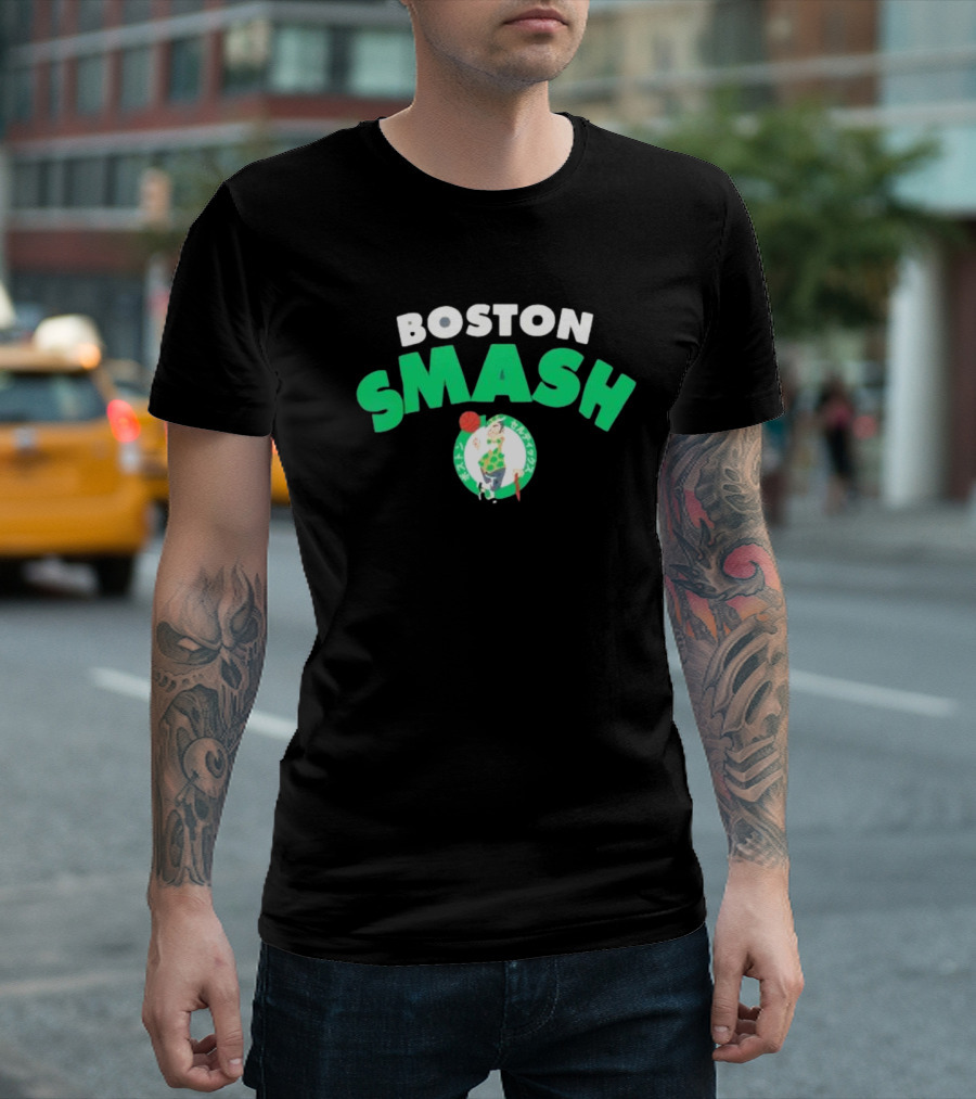 Boston Celtics Smash Basketball Emblem T-Shirt