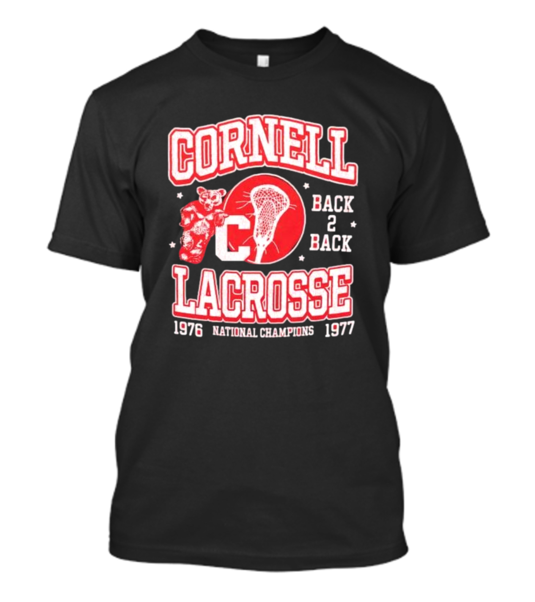 Cornell Lacrosse Back 2 Back 1976 1977 National Champions T-Shirt