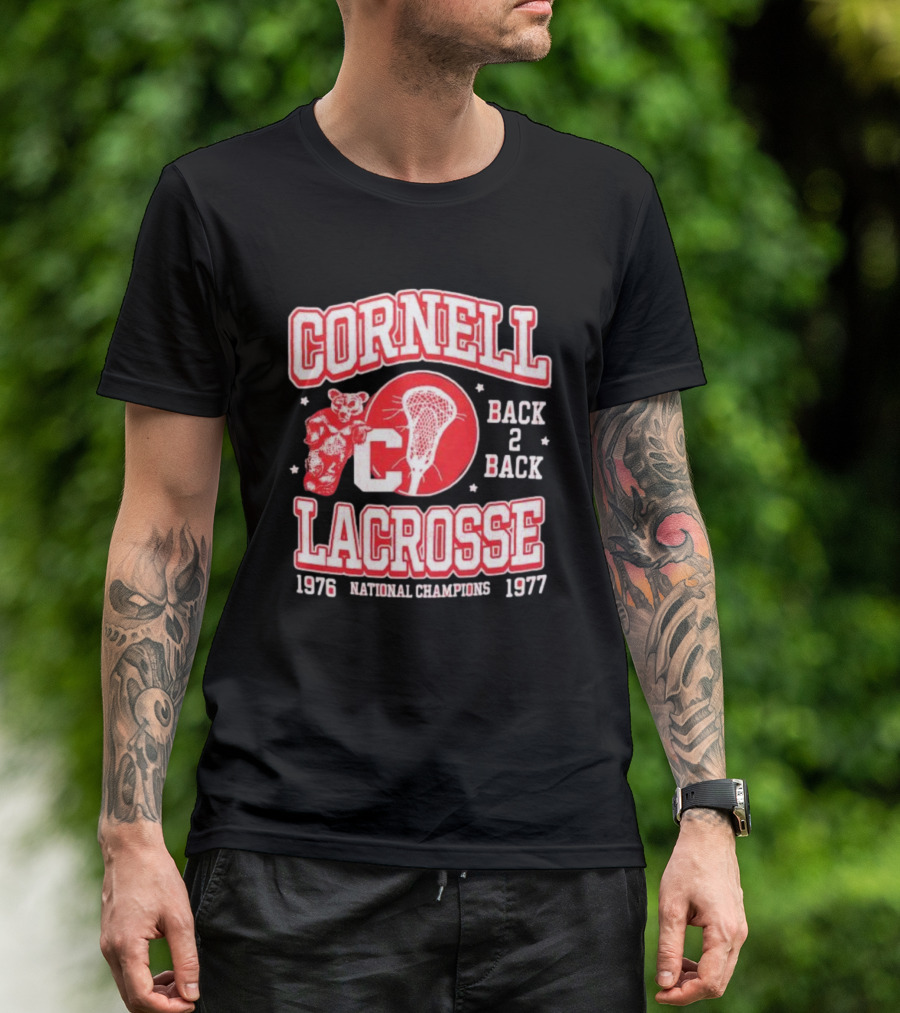 Cornell Lacrosse Back 2 Back 1976 1977 National Champions T-Shirt