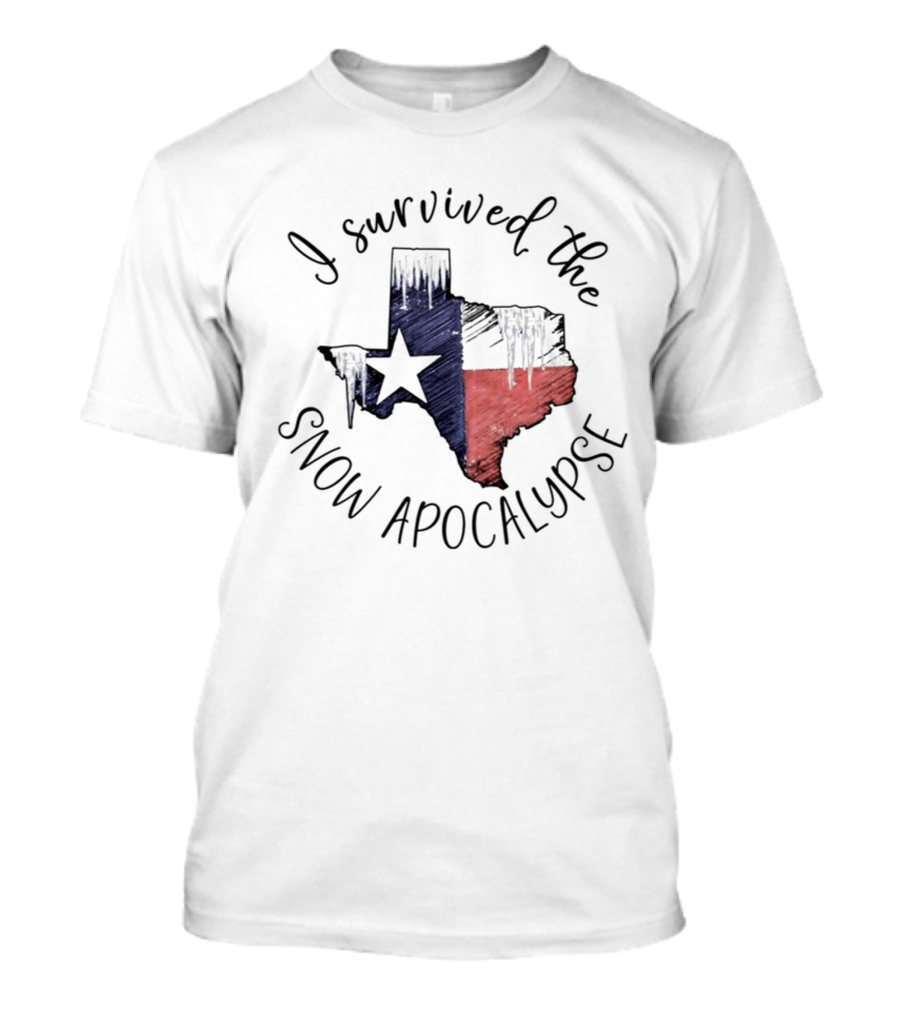 I Survived The Snow Apocalypse Texas Map Flag Star T-Shirt