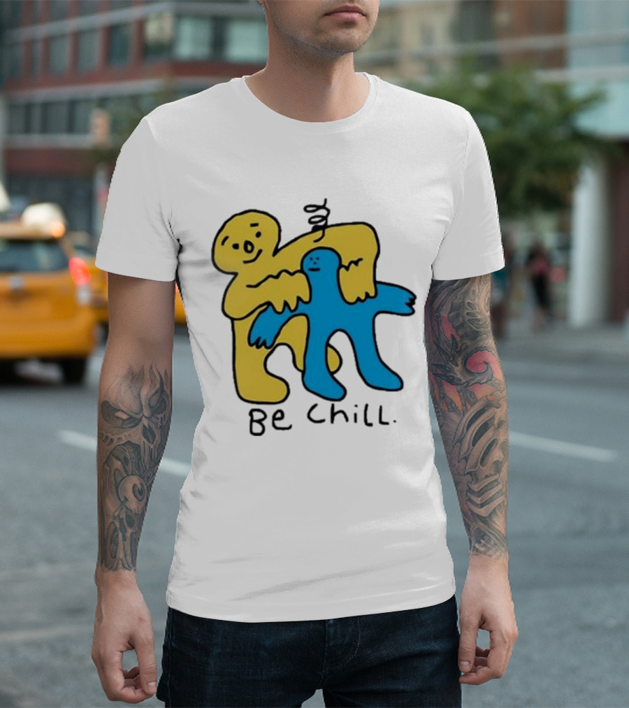 Iwantmyhoney Be Chill Yellow and Blue Figure Hugging T-Shirt