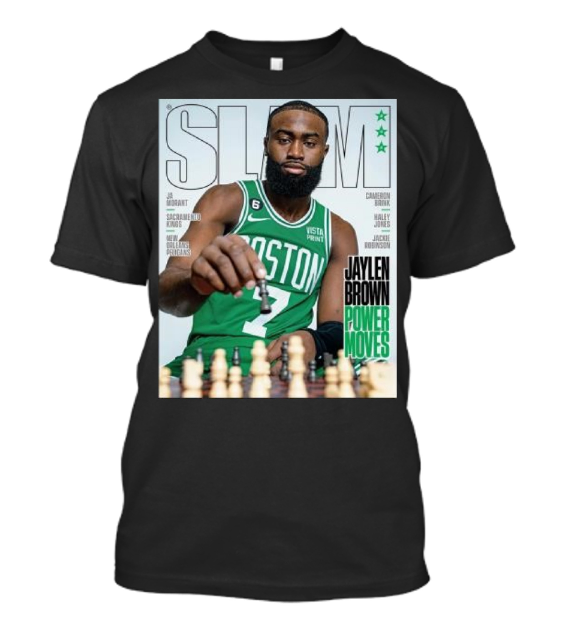 Slam Magazine Jaylen Brown Power Moves Chess Mastery Celtics Basketball Star T-Shirt