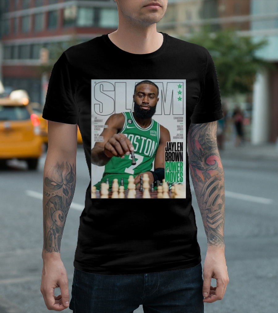 Slam Magazine Jaylen Brown Power Moves Chess Mastery Celtics Basketball Star T-Shirt